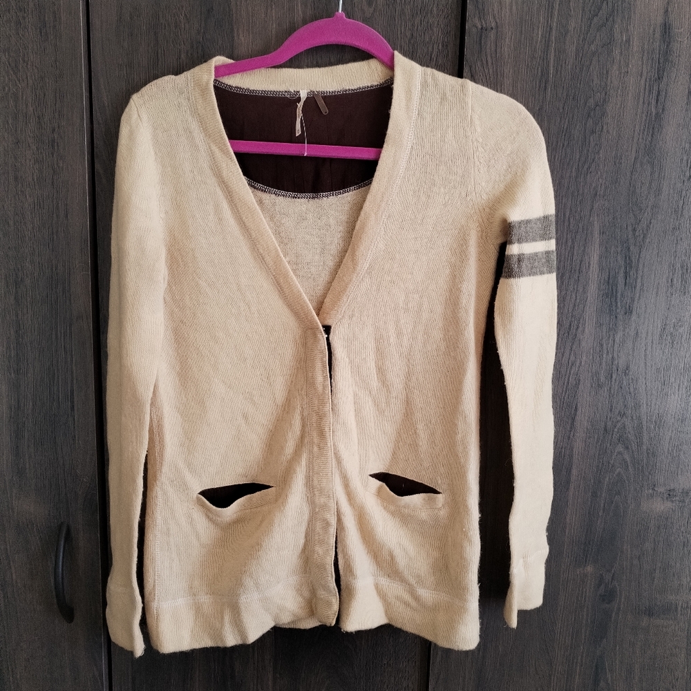 Free People Ivy Varsity Cardigan XS wool Blend